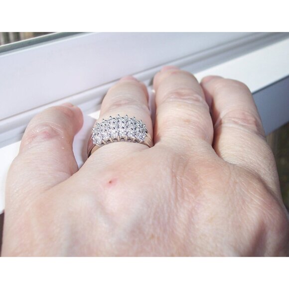 925 STERLING SILVER 4 Row Pave Cubic Zirconia Ring - Picture 4 of 13